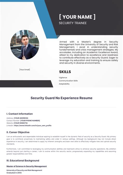 security guard resume examples|no experience security guard resume.